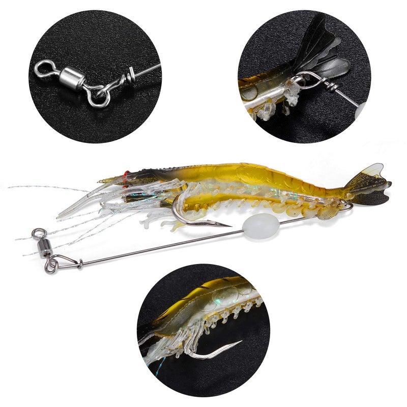 WANBY Fishing Shrimp Lures Artificial Silicone Soft Bait Set Luminous Swimbait Shrimp Fishing Lure with Hooks Fishing Tackle Freshwater/Saltwater - Image 4
